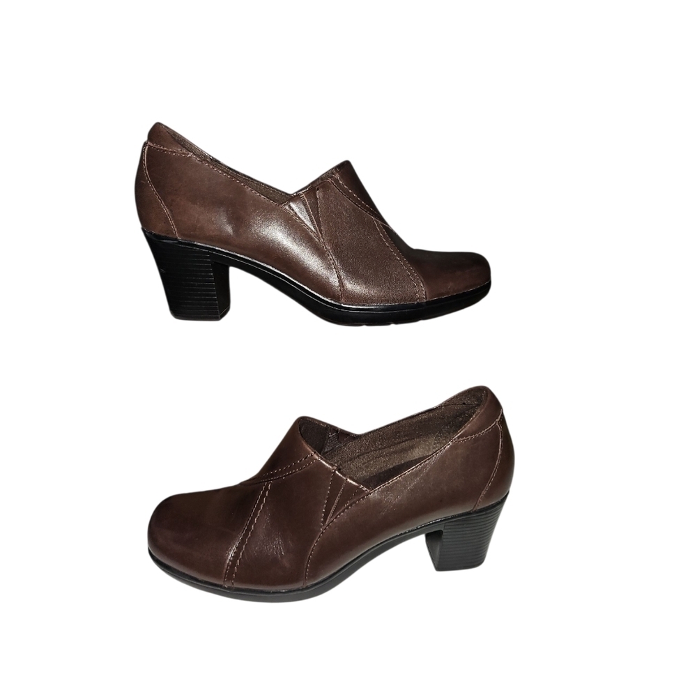 Clarks‎ Bendables Brown Leather Heels Women's 8.5